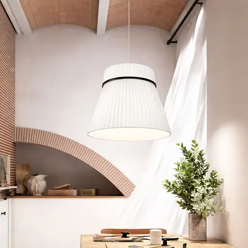 Дизайнерський світильник із полімерним конусним абажуром Ø40x32 см Line F MJ241-400 x 320 Білий - фото 1