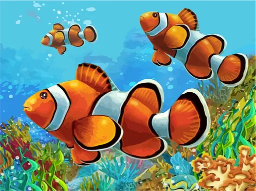 Полотно на картоне с контуром Rosa Start Коралловые рыбки 30х40 хлопок акрил - фото 2