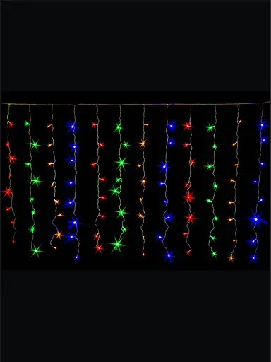 Гірлянда Завіса на вікно Різнокольорова 2*1,5 м світлодіодна 200 лампочок Laplandia від мережі (m.03.5Т.200+) - фото 3