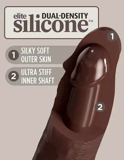 Фалоімітатор King Cock Elite 7” Dual Density 21 см коричневий - фото 4