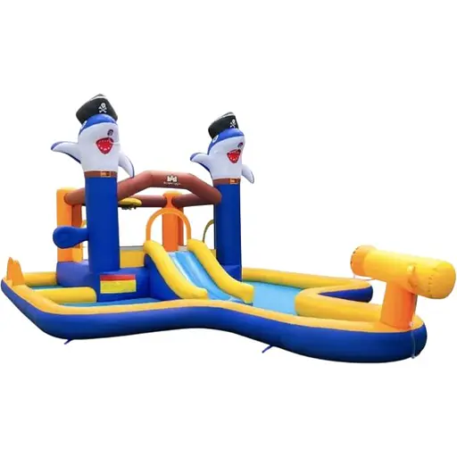 Парк з водними гірками Costway Dolphins 7-в-1 з басейном і водометом