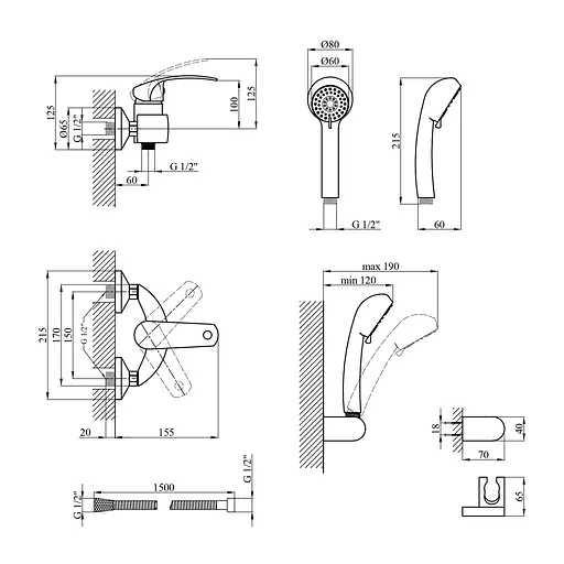 Змішувач для душа Kroner KRM Konstante - C050 (CV023586) - фото 8