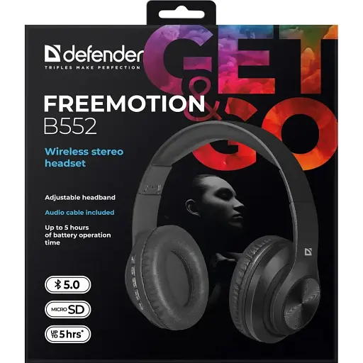 Гарнитура Defender FreeMotion B552 Bluetooth+35 мм Black - фото 4