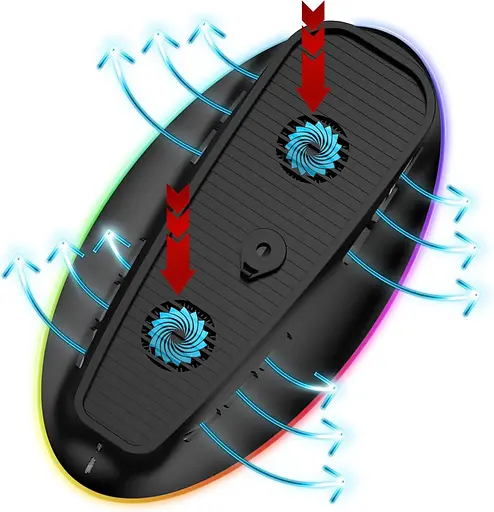 Подставка Subsonic PS5 для PS5 и PS5 Slim 2-скоростной вентилятор светодиодная база PS5 RGB - фото 6