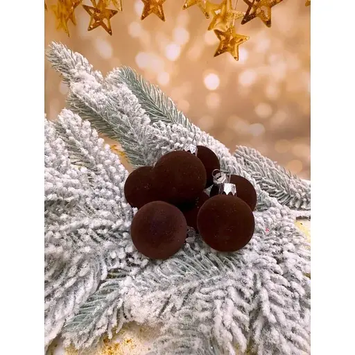 Набір ялинкових куль Оксамит 8 шт Коричневий - фото 1