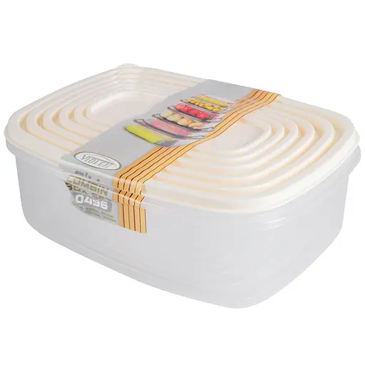 Набор пищевых контейнеров Violet House 0496 BEJ 6 шт. (0496 BEJ прям. наб. LARGE) - фото 4