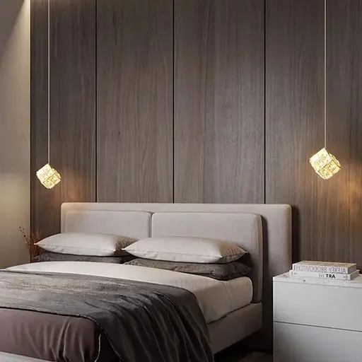 Латунный светильник с подвесным хрустальным кубом 10х10 см | Line F | Арт. A267-100*100 - фото 3