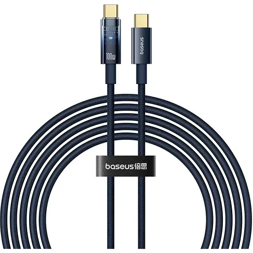 Кабель Baseus Explorer with Auto Shutdown USB-C to USB-C 100w 2m Deepsea Blue (P10319704321-01) [152044]