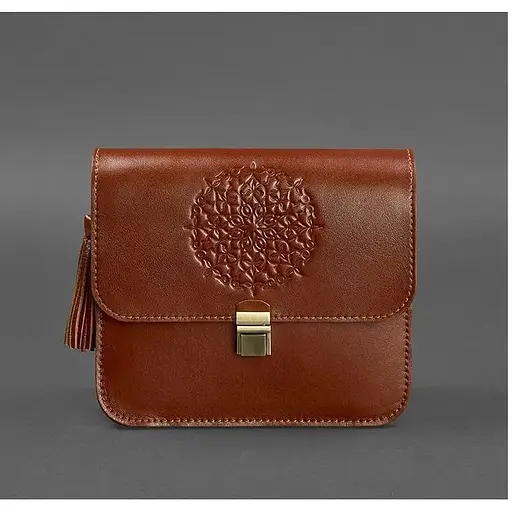 Шкіряна жіноча бохо-сумка Лілу світло-коричнева - фото 1