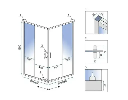 Душевая кабина Rea City 90x90 brushed gold REA-K6443, Универсальная, прозрачная, золотая - фото 6