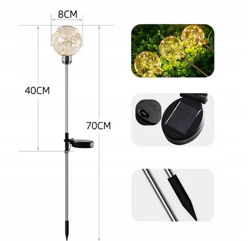 Ліхтарі Sun Lamp садові на сонячних батареях врізні 20LED куль 2 шт - фото 5