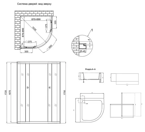 Набор Lidz Душевая кабина Latwa SC90x90.SAT.MID.GR полукруглая, стекло тонированное 4 мм + Душевой поддон Kapielka ST90x90x26, с панелью - фото 14
