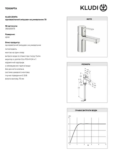 Смеситель для умывальника Kludi Zenta 382620575 - фото 3