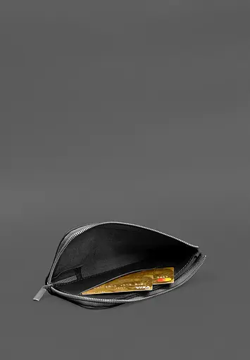 Кожаный портмоне-купюрник на молнии 14. черный - фото 7