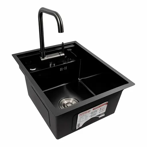 Кухонна мийка CM 40x50 прихована PVD чорна Platinum Handmade, Чорний - фото 1