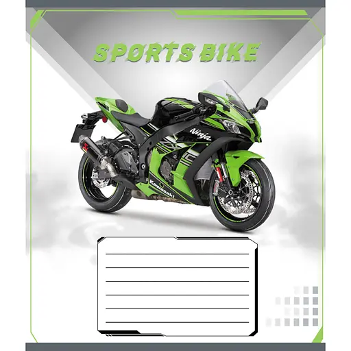 Зошит учнівський "Спортбайк" Leader 012-500196K-5 в клітинку, 12 аркушів - фото 1