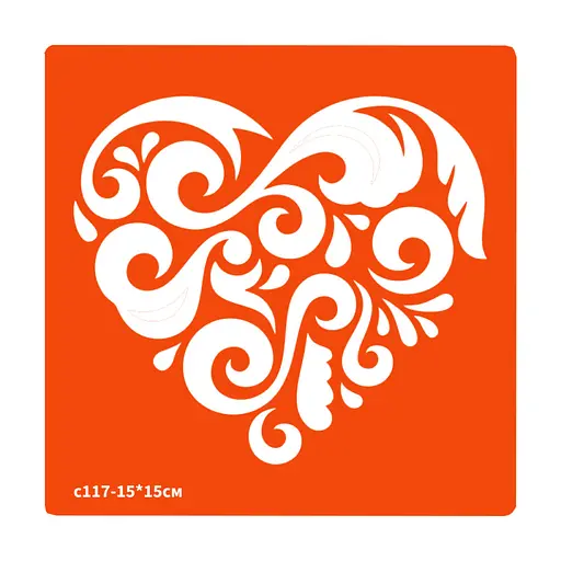 Трафарет для био-тату Сердечко Fresh Tattoo c117-15*15см, размер 15х15см - фото 1