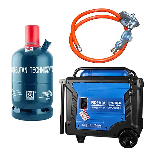 Комплект генератор инверторный газобензиновый Brevia 8,0 кВт (ном 7,5 кВт) с электростартером + газовый баллон GZWM S.A. 12.3л(gb_4)