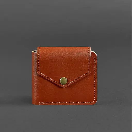 Кожаное портмоне 4.2 на кнопке светло-коричневое. - фото 6