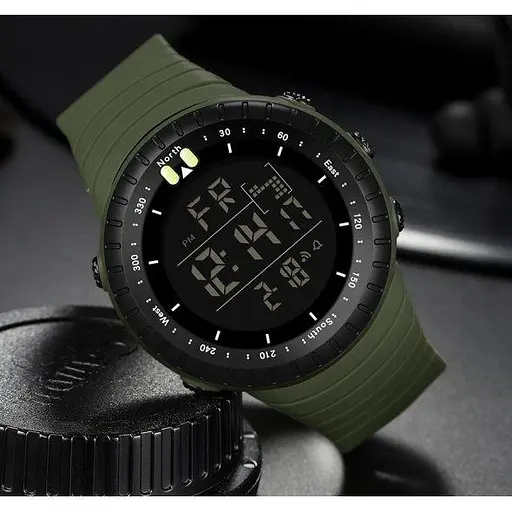 Водостійкий тактичний кварцовий годинник Sanda Bike Green - фото 3