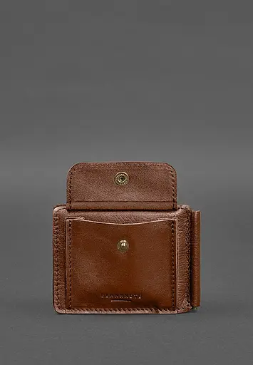 Кожаное портмоне 13.0 зажим светло-коричневый краст - фото 7