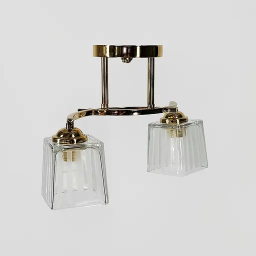 Стельовий золотий світильник на 2 білих плафони 35х9 см | Арт. 91173/2 FGD | Line F - фото 2