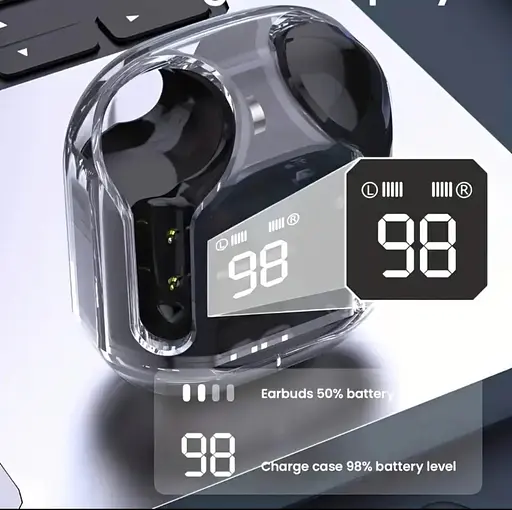 Беспроводные Bluetooth-наушники с цифровым дисплеем и Hi-Fi T2 TWS  звуком Черные - фото 3