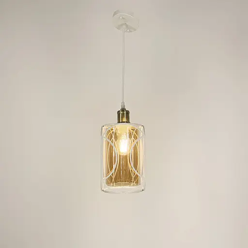 Стильний білий підвіс з серії Лофт із янтарним плафоном Line.F 12055/1 WT+AM - фото 6