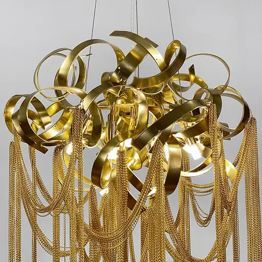 Роскошная подвесная круглая люстра с подвесами в виде цепочек Line.F Md 6011-600 GD - фото 5