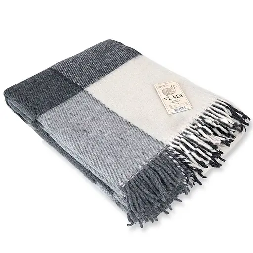 Плед вовняний Vladi Ельф 170х210 біло-сірий - фото 1