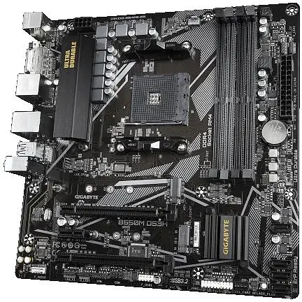 Материнская плата Gigabyte AM4 (B550) B550M DS3H, B550, 4xDDR4, CrossFireX, Int.Video(CPU), 4xSATA3, 2xM. 2, 1xPCI-E 16x 4.0, 1xPCI-E 16x 3.0, 1xPCI-E 1x 3.0, ALC887, GLan, 6xUSB3.2/6xUSB2.0, DVI-D/HDMI, MicroATX - фото 4