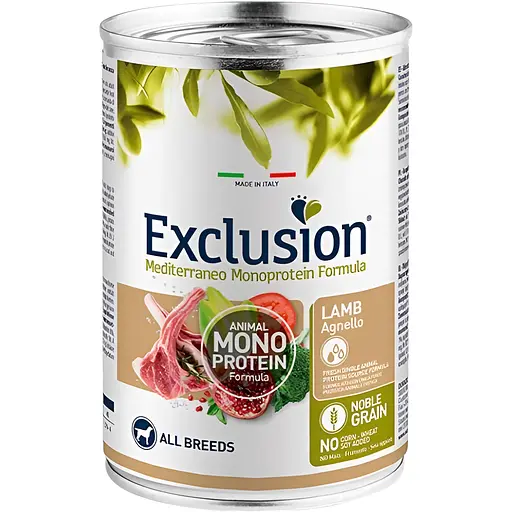 Уцінка. Консервований вологий корм Exclusion Adult Lamb для собак всіх порід з ягням 400 г - фото 1
