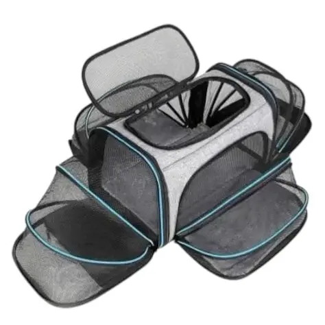 Сумка переноска розкладна для котів і маленьких собак до 8 кг Сіра - фото 1