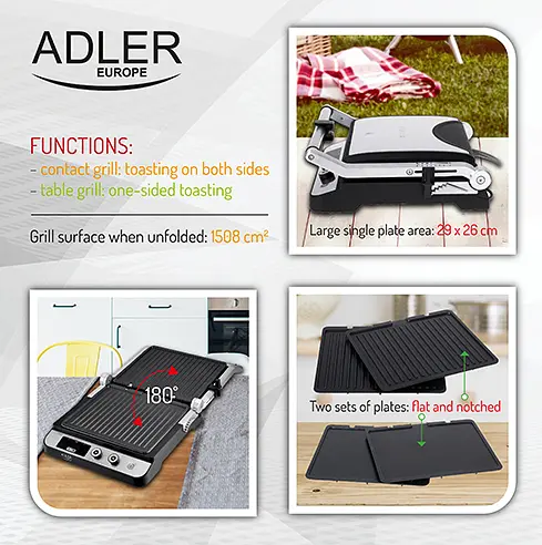 Электрогриль 2 в 1 Adler AD 3059 LED - фото 10