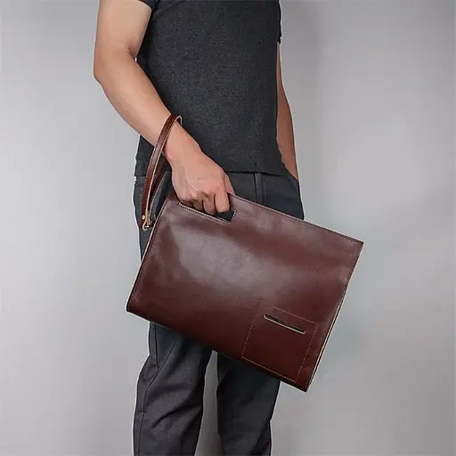 Кожаная сумка-папка John McDee большой размер 35х28х5.5 см sum0028324 - фото 10