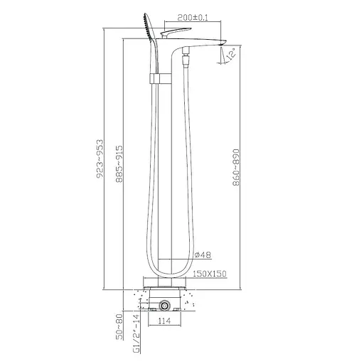 Змішувач для ванни підлоговий Volle 12-33-101 Хром - фото 2