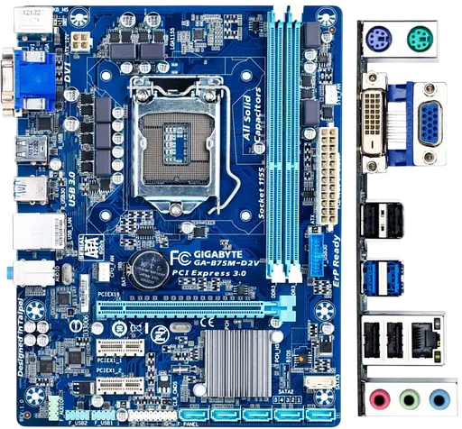 Материнская плата Gigabyte GA-B75M-D2V LGA 1155 (GA-B75M-D2V) Б/У - фото 2