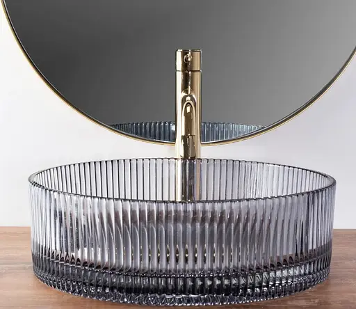 Умивальник Rea Ingrid grey 40 накладний REA-U0279, Прозорий - фото 5