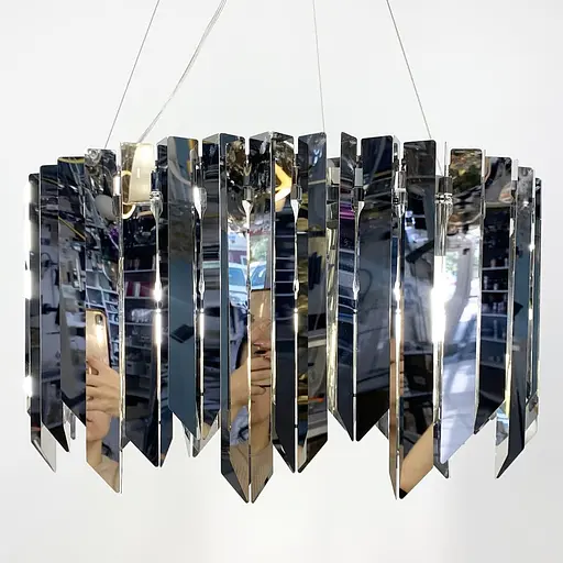 Підівісна люстра з хромованими пластинами Line.F Діаметр 60см - фото 5