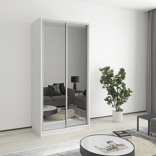 Шафа-купе дводверна MebelStar Стандарт AL 2 Дзеркала 100x60x210 см Аляска білий (MBS-2513)