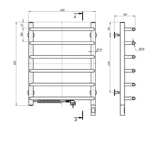 Електрична Рушникосушка NAVIN Симфонія 480х600 Sensor ліва з таймером хром - фото 5
