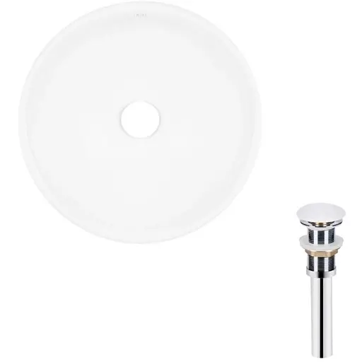 Комплект Qtap Owl: Раковина накладная круглая 400х400х155 мм White + Донный клапан PU02 (QT1911K53WN47319) - фото 1