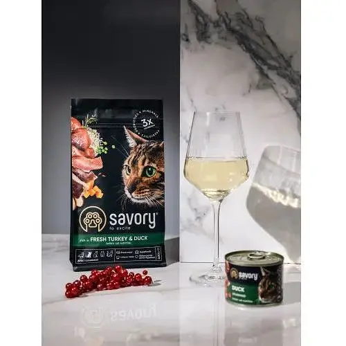 Сухой корм Savory для кошек гурманов со свежей индейкой и уткой 400 г - фото 6