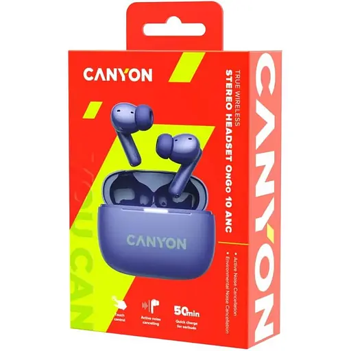 Навушники Canyon TWS headset OnGo TWS-10 ANC+ENC Purple (CNS-TWS10PL) - фото 7