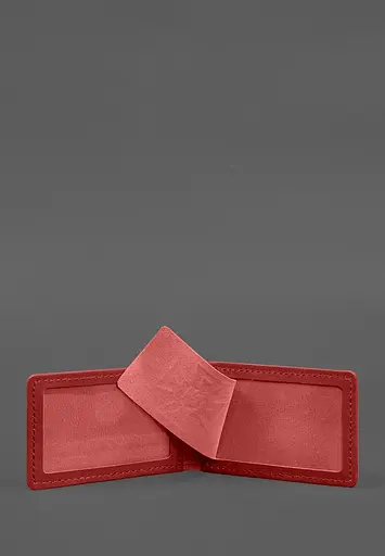 Кожаная обложка на удостоверение ГСЧС с карманом красная - фото 4