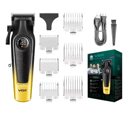Машинка для стрижки акумуляторна VGR V-196 2000 mAh LED дисплей