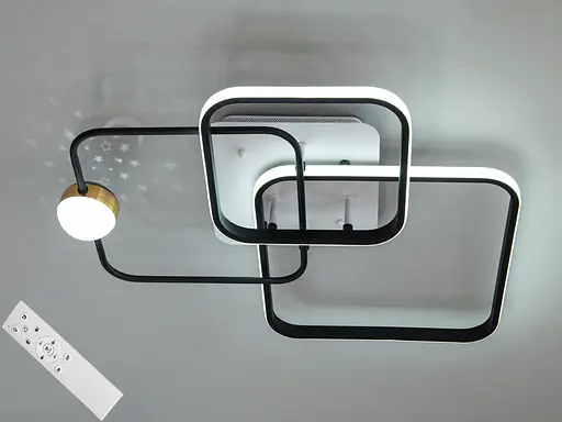 Сучасна стельова світлодіодна люстра з пультом, 60 Вт, чорна+біла - фото 1