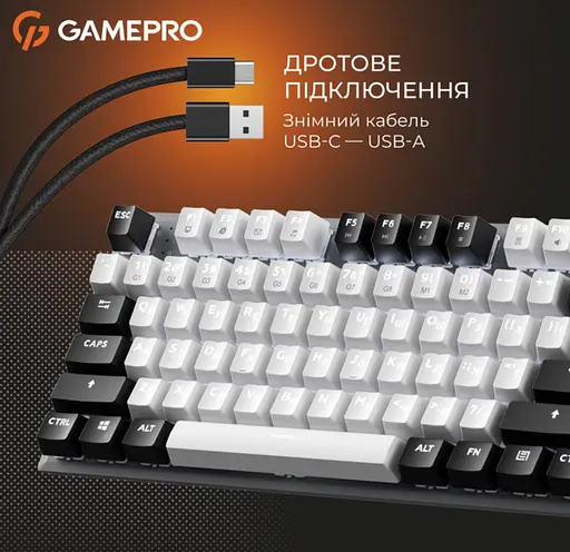 Клавіатура ігрова механічна GamePro MK-124-G USB Hot-Swap Outemu Red Switch Black-White - фото 14