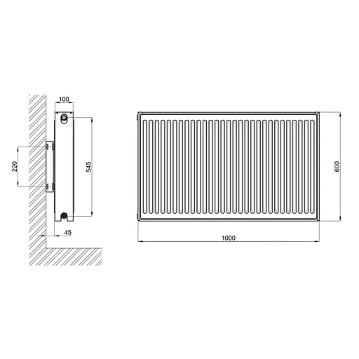 Радіатор сталевий Thermo Alliance 22 тип 600x1000 бічне підключення - фото 2