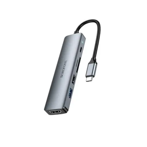 USB-хаб Borofone DH15 6 в 1 Type C/HDMI + Type C + USB 3.0 + SD + microSD - фото 2